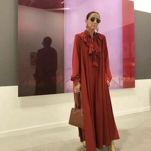 New Zara $169 Ruffled Oversized Brick Maxi Dress Size Small 0264/678